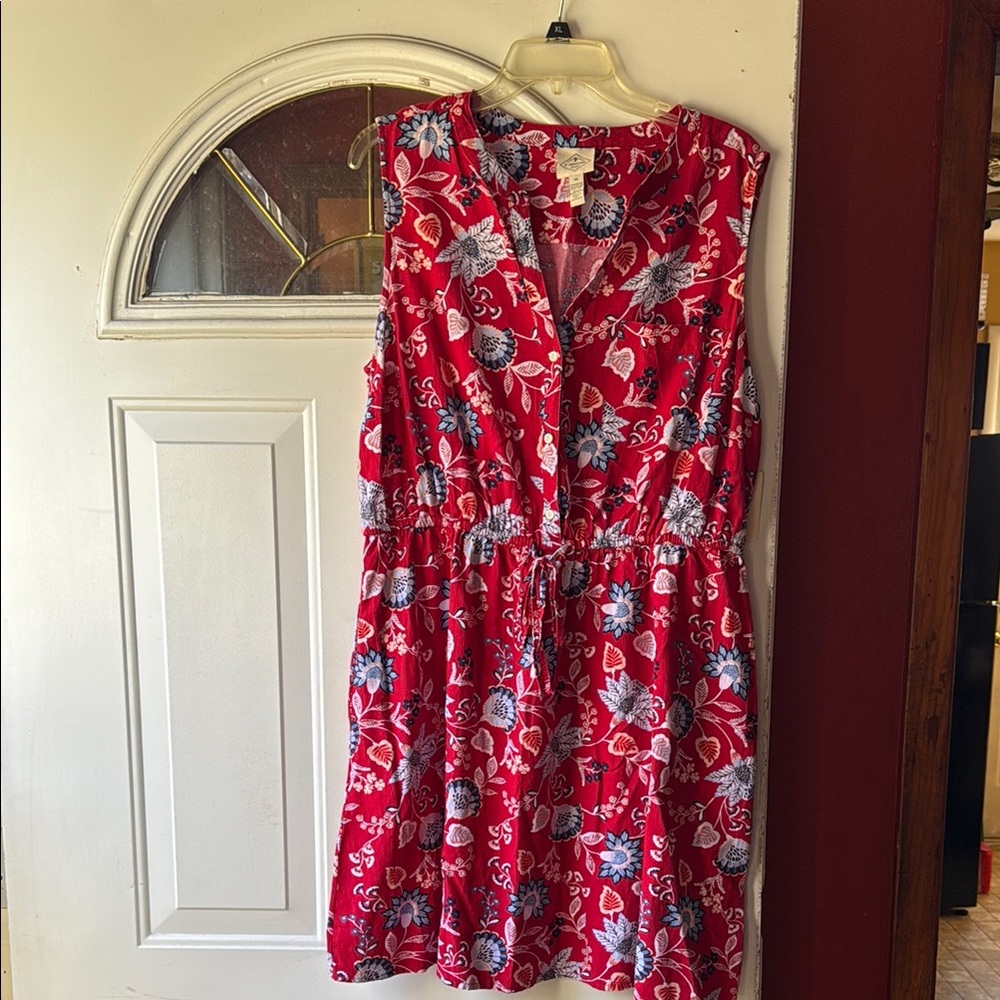 Floral Red Sleeveless Dress